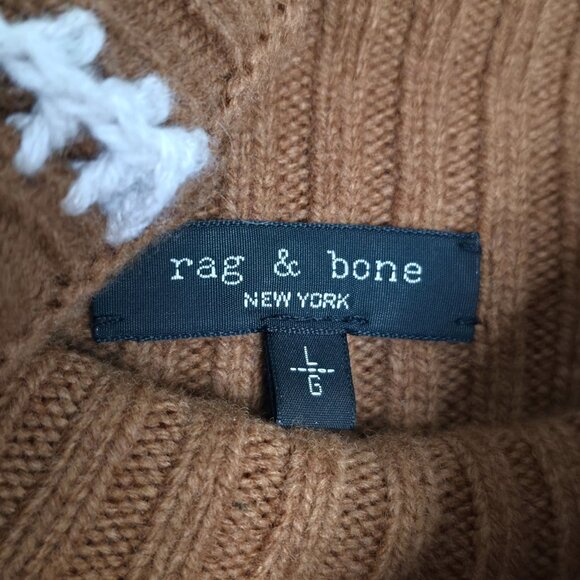 Rag & Bone Ingrid Dark Brown Ribbed Turtleneck Whipstitch Wool Sweater Size‎ L - Picture 4 of 11